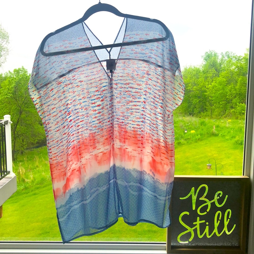 CAbi sheer V-neck blouse size medium